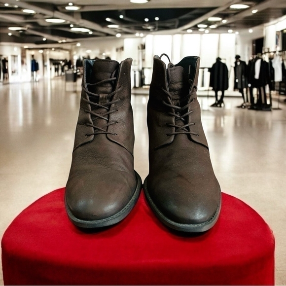 Mens Boots ZARA Black Tag Brown Nubuck Leather Lace up Boots Mens Shoes Size 7 - Picture 1 of 6